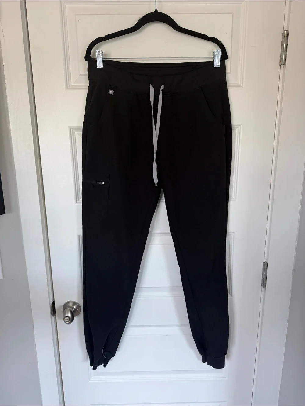 Figs Men's Black Joggers with White Drawstring